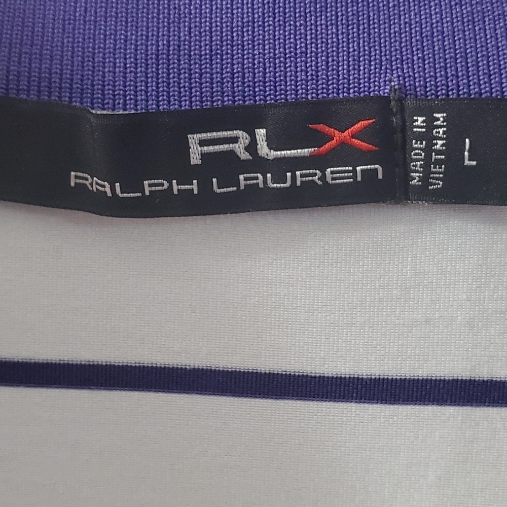 Ralph Lauren White and Purple Striped Polo Shirt. Sz L - Picture 2 of 5